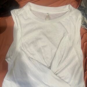 FREE PEOPLE MOVEMENT WHITE CRISS CROSS SLEEVELESS CROP S